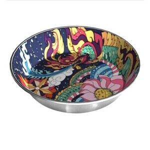 Komodo Dragon Reptile Tatoo Art Paint Ornament Pet Cat Bowl 6 Inch Indian NEW